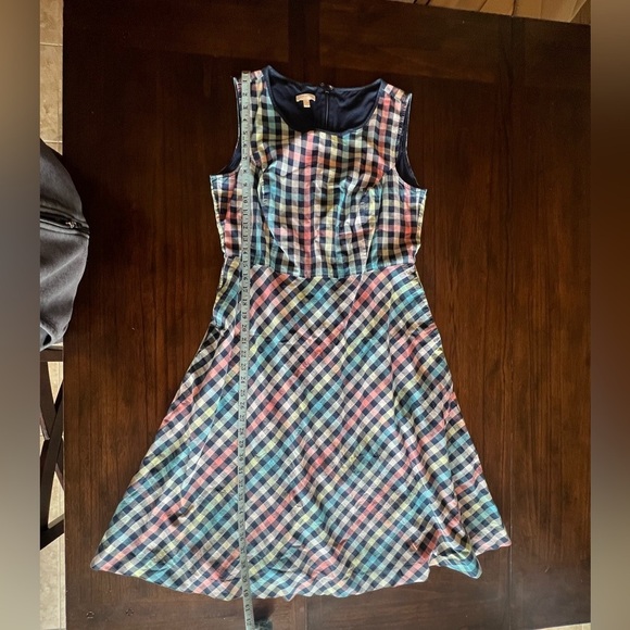Talbots Checkered Pastel Gingham Sleeveless Penafore Retro 60's Dress, Size 12 - Picture 9 of 12